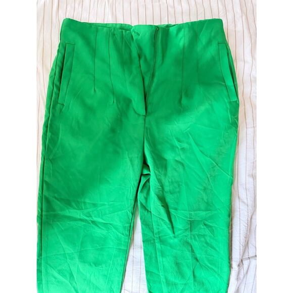 Zara Pants - Women’s Bright Green Tailored High-Waist Trousers Never Used
